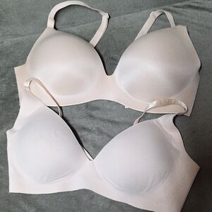 Victorias Secret Push-Up Wireless Bra Perfect Shape & Bralette Beige Wide Band
